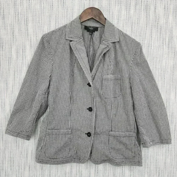 Talbots Women's Blazer Size 16P Stretched Checkered - Picture 1 of 7